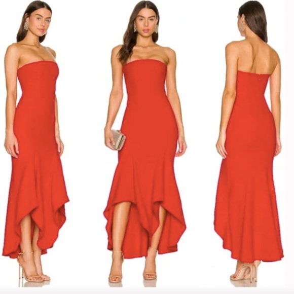 Lovers And + Friends Urgonia Red Strapless Formal Gown Dress Nwt S - Picture 1 of 7